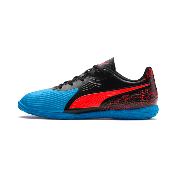 PUMA ONE 19.4 IT Soccer Shoes JR, Bleu Azur-Red Blast-Puma Black, extralarge