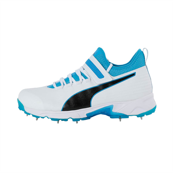 PUMA 19.1 Bowling  Cricket Shoes, White-Puma Black-Bleu Azur, extralarge-IND