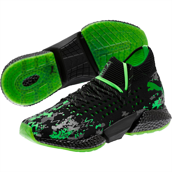 FUTURE Rocket Men’s Running Shoes, Black-Gray-Green Gecko, extralarge