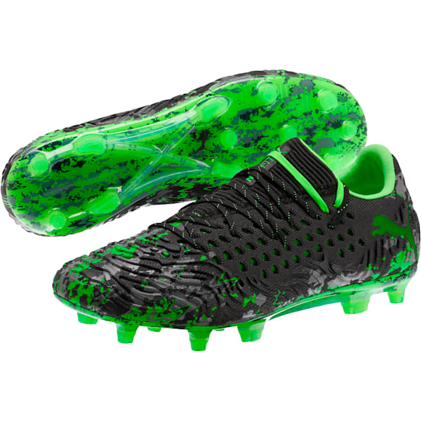 FUTURE 19.1 NETFIT Lo FG/AG Men’s Soccer Cleats, Puma Black-Charcoal Gray-Green Gecko, extralarge