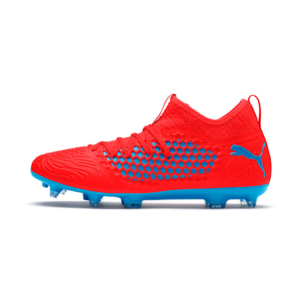 FUTURE 19.3 NETFIT FG/AG Men’s Soccer Cleats, Red Blast-Bleu Azur, extralarge