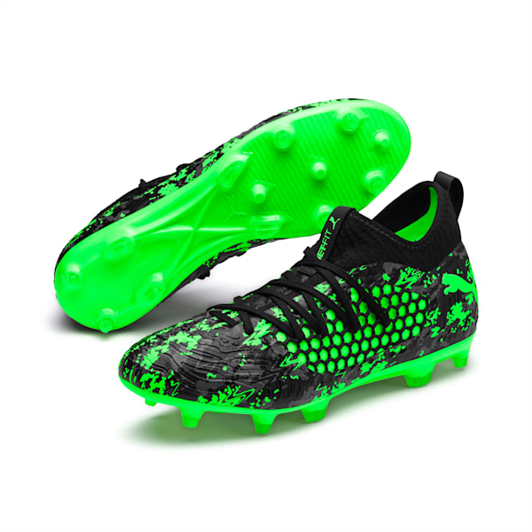 FUTURE 19.3 NETFIT FG/AG Men's Football Boots, Black-Gray-Green Gecko, extralarge-IND