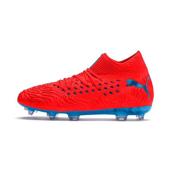 FUTURE 19.1 NETFIT FG/AG Soccer Cleats JR, Red Blast-Bleu Azur, extralarge