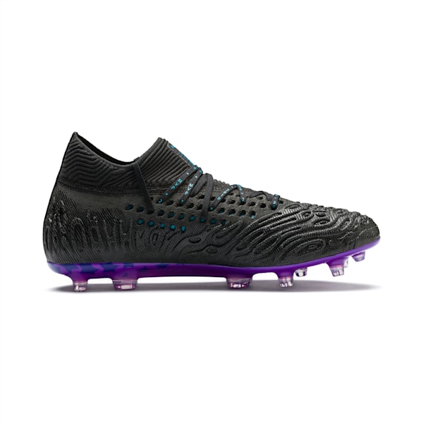 FUTURE 19.1 MVP FG/AG Men’s Soccer Cleats, Puma Black-Caribbean Sea-ELECTRIC PURPLE-Shocking Orange, extralarge