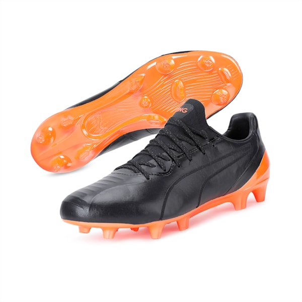 KING Platinum CMEVA Men's FG/AG Football Boots, Puma Black-Shocking Orange, extralarge-IND