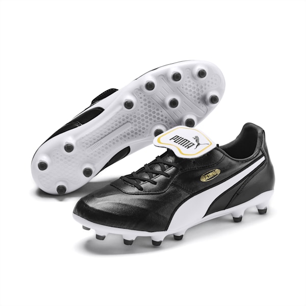 KING Top FG Unisex Football Boots, Puma Black-Puma White, extralarge