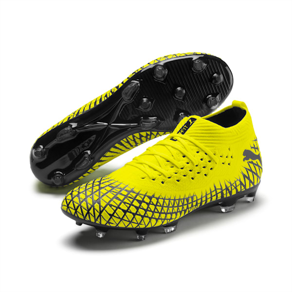 FUTURE 4.2 NETFIT FG/AG Men's Soccer Cleats, Yellow Alert-Puma Black, extralarge