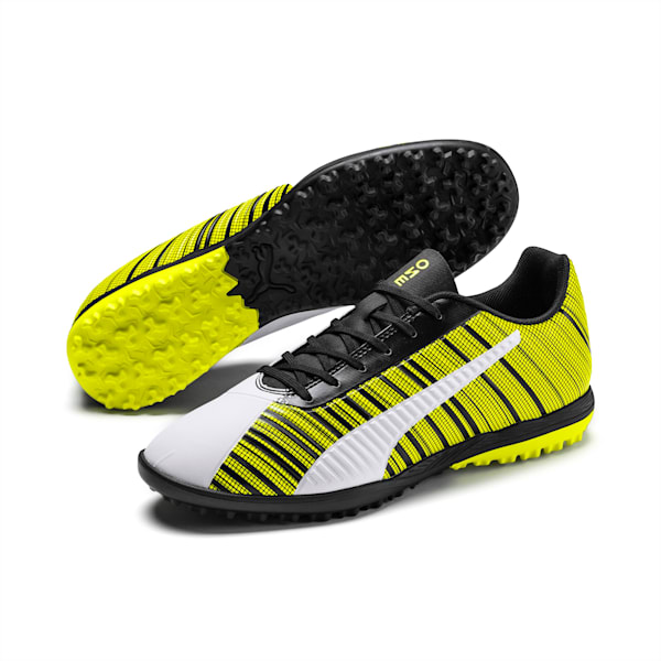 PUMA ONE 5.4 TT Men's Soccer Shoes, Puma White-Puma Black-Yellow Alert, extralarge