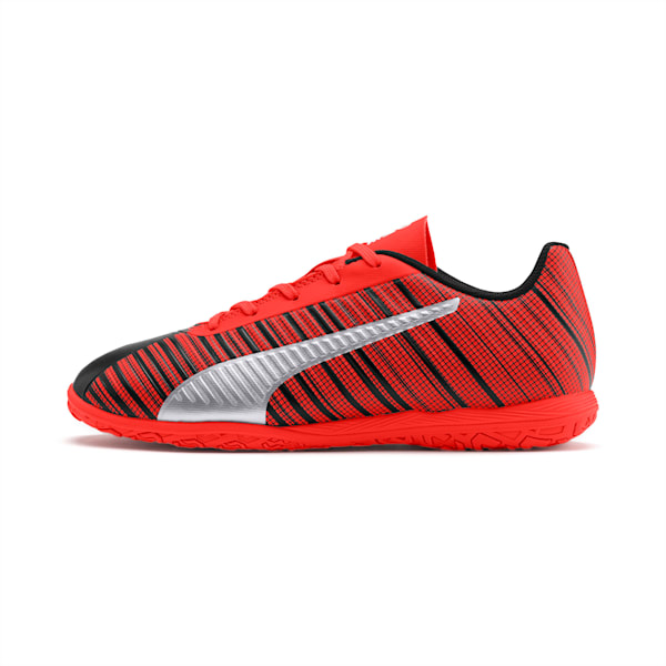 PUMA ONE 5.4  Youth Indoor Sports Shoes, Black-Nrgy Red-Aged Silver