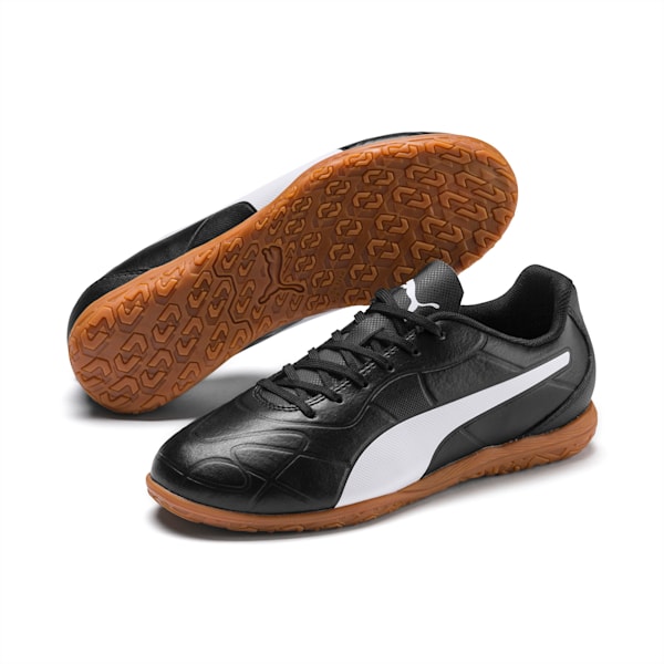 Monarch Youth Indoor Turf Football Boots, Puma Black-Puma White, extralarge-IND