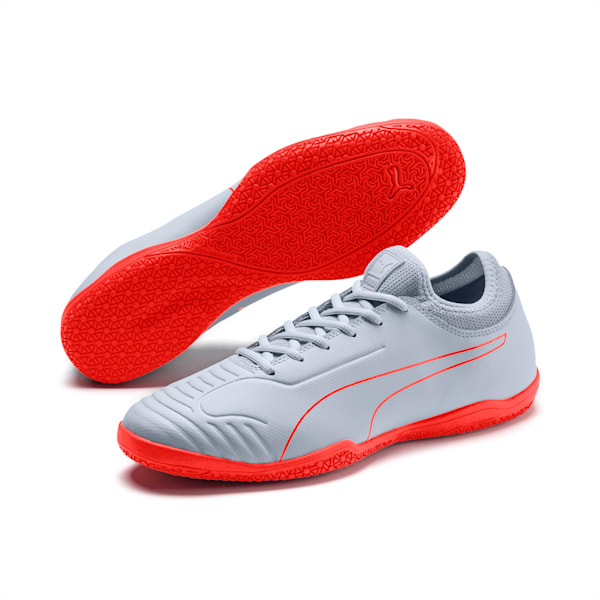 365 Sala 2 Men's Soccer Shoes, Grey Dawn-Nrgy Red, extralarge