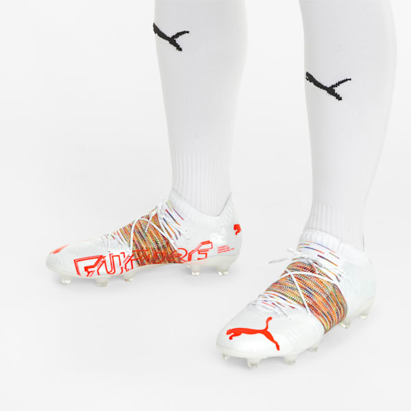 FUTURE 1.1 FG/AG Men's Football Boots, Puma White-Red Blast