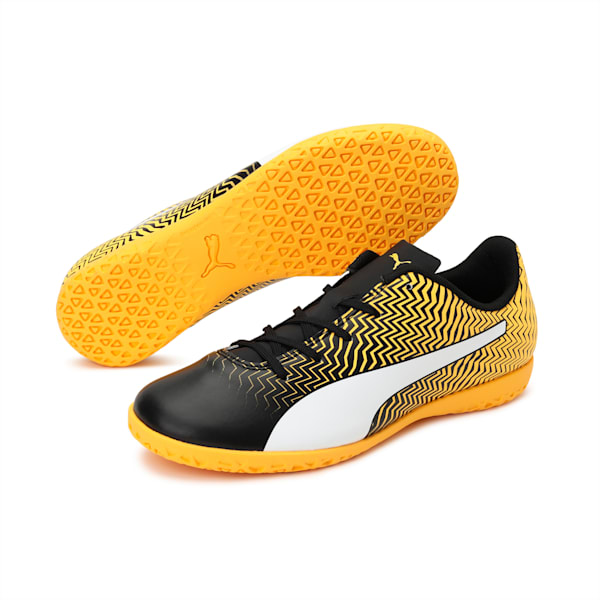 Rapido II  Youth Indoor Turf Football Boots, Puma Black-YELLOW-White