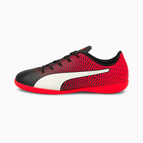 Rapido II  Youth Indoor Turf Football Boots, Puma Black-Puma White-Red Blast, extralarge-IND