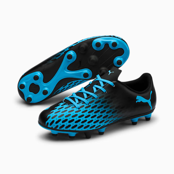 PUMA Spirit III FG Soccer Cleats JR, Luminous Blue-Puma Black, extralarge