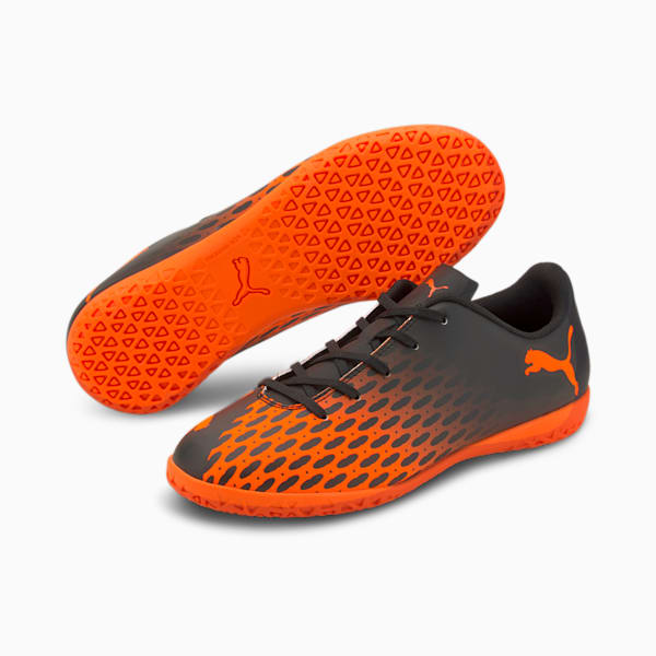 PUMA Spirit III IT Soccer Shoes JR, Puma Black-Shocking Orange, extralarge