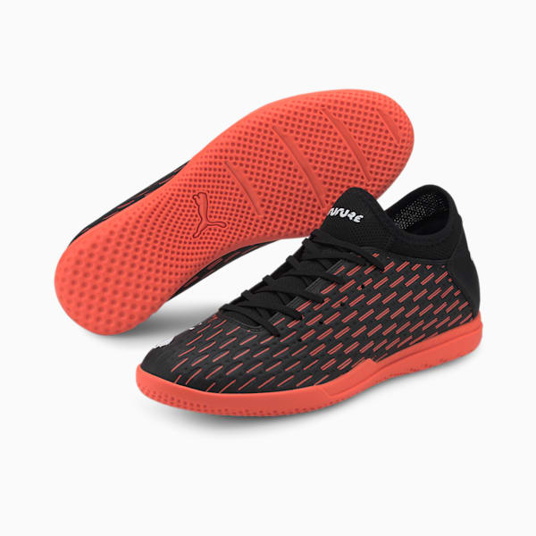 FUTURE 6.4 IT Men's Soccer Shoes, Black-White-Shocking Orange, extralarge