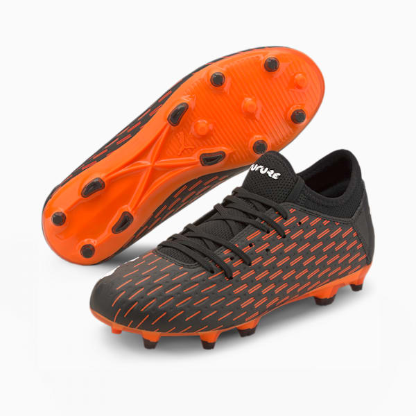 FUTURE 6.4 Kids' FG/AG Soccer Cleats JR, Black-White-Shocking Orange, extralarge