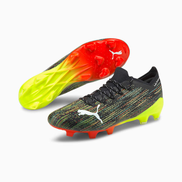 ULTRA 1.2 FG/AG Soccer Cleats, Puma Black-Puma White-Yellow Alert, extralarge