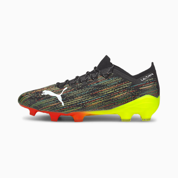 ULTRA 1.2 FG/AG Soccer Cleats, Puma Black-Puma White-Yellow Alert, extralarge