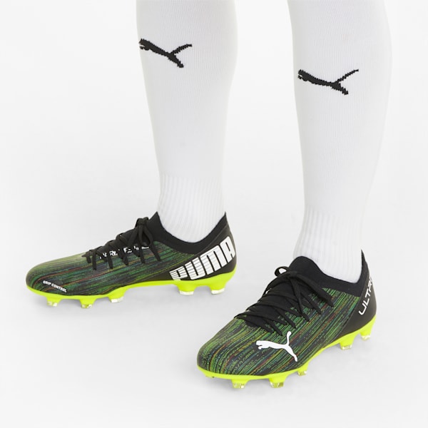 ULTRA 3.2 FG/AG Men's Soccer Cleats, Puma Black-Puma White-Yellow Alert, extralarge