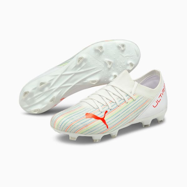 ULTRA 3.2 FG/AG Men's Football Boots, Puma White-Red Blast-Puma White, extralarge-IND