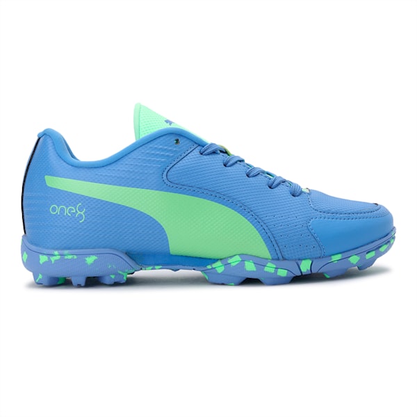 EvoSpeed One8 Youth Cricket Shoes, Blue Glimmer-Elektro Green, extralarge-IND