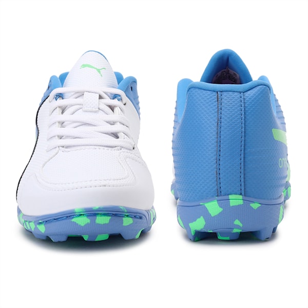 evoSpeed one8 Youth Shoes, Puma White-Blue Glimmer-Elektro Green