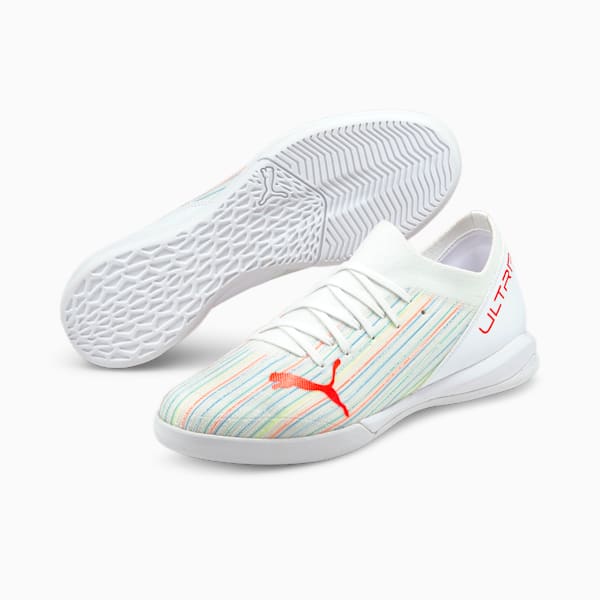 ULTRA 3.2 IT Men's Soccer Shoes, Puma White-Red Blast-Puma White, extralarge