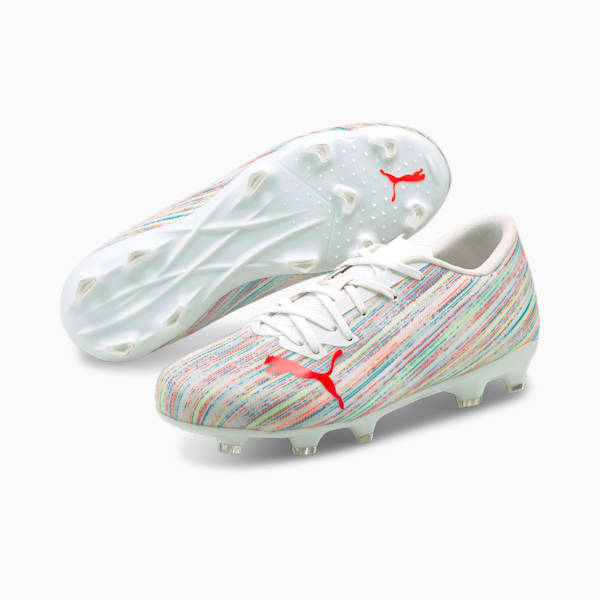 ULTRA 2.2 FG/AG Soccer Cleats JR, Puma White-Red Blast-White, extralarge