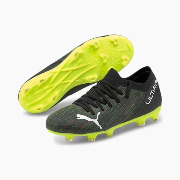 ULTRA 3.2 FG/AG Soccer Cleats JR, Puma Black-Puma White-Yellow Alert, extralarge