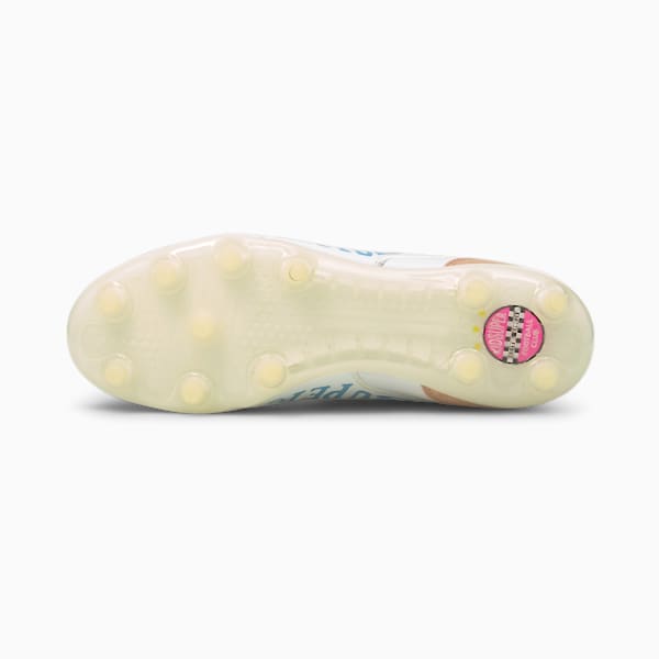 PUMA x KIDSUPER STUDIOS King FG Men's Soccer Cleats, Puma White-Mellow Yellow-Misty Rose-Team Light Blue, extralarge