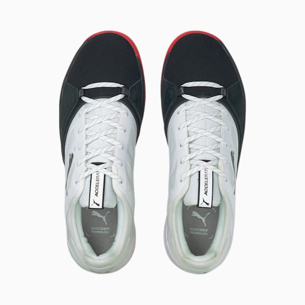 Accelerate Turbo Nitro Handball Shoes, Puma White-Puma Black-High Risk Red, extralarge-GBR