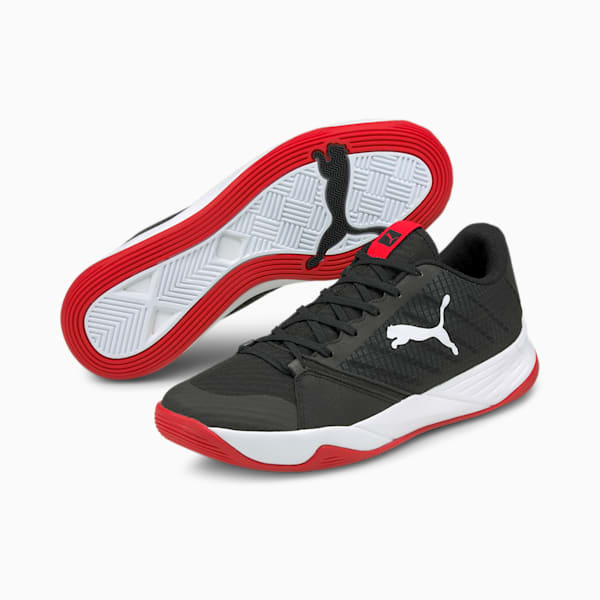 Accelerate Pro Indoor Sports Shoes, Puma Black-Puma White-High Risk Red