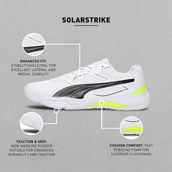 Solar Strike Indoor Sports Unisex Shoes, Puma White-Puma Black-Yellow Alert, extralarge-IND