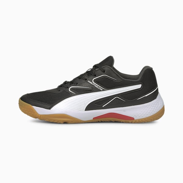Solarflash Indoor Sports Shoes, Puma Black-Puma White-High Risk Red-Gum