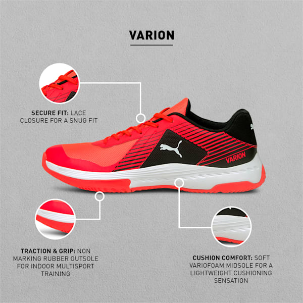 Varion Indoor Sports Shoes, Red Blast-Puma White-Puma Black