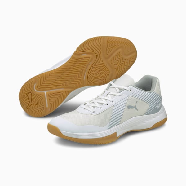 Varion Indoor Sports Shoes, Puma White-Glacial Blue-Gum