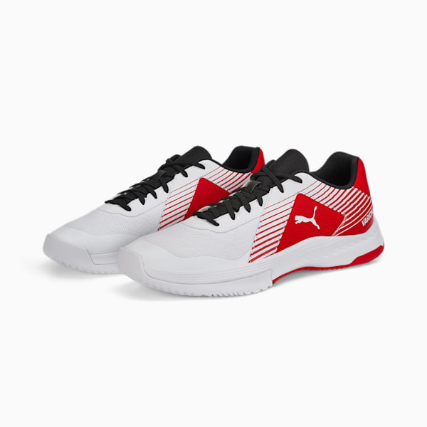 Varion Indoor Sports Shoes, Puma White-Puma Black-High Risk Red, extralarge-IND