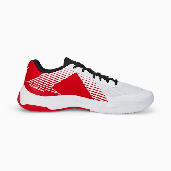 Varion Indoor Sports Shoes, Puma White-Puma Black-High Risk Red, extralarge-IND