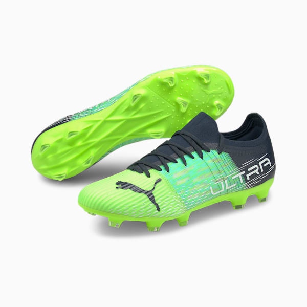 ULTRA 3.3.FG/AG Men's Soccer Cleats, Green Glare-Elektro Aqua-Spellbound, extralarge