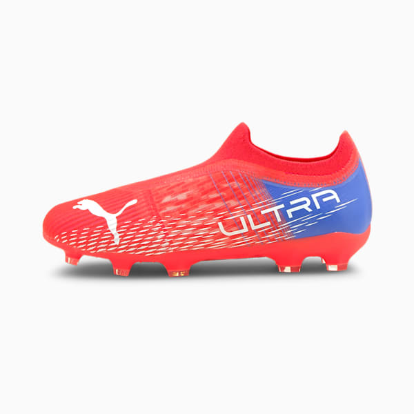 ULTRA 3.3. FG/AG Youth Football Boots, Sunblaze-Puma White-Bluemazing