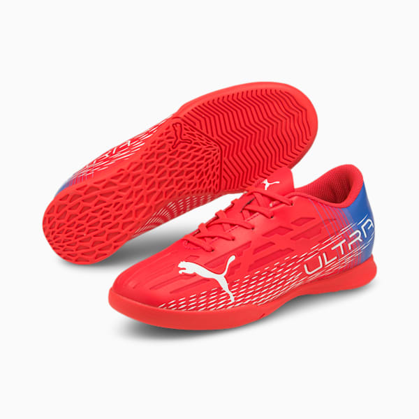 ULTRA 4.3 Youth Indoor Football Trainers, Sunblaze-Puma White-Bluemazing, extralarge-IND
