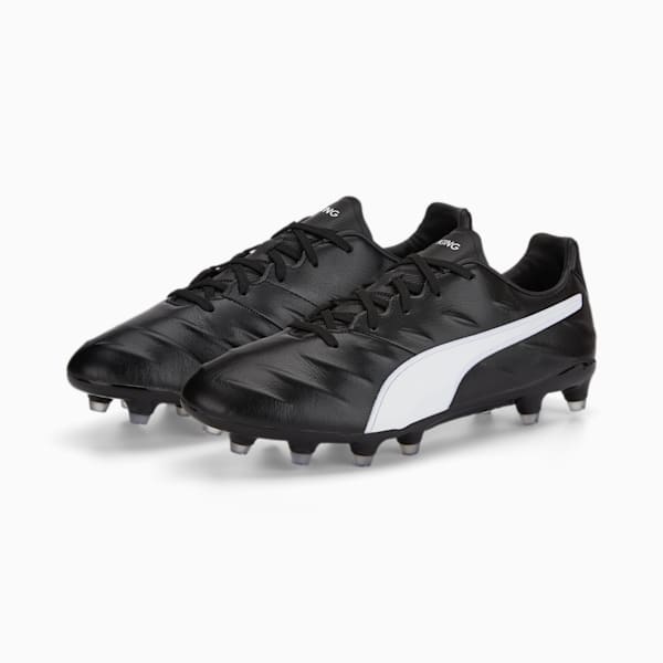 KING Pro 21 FG Unisex Football Boots, Puma Black-Puma White, extralarge-AUS