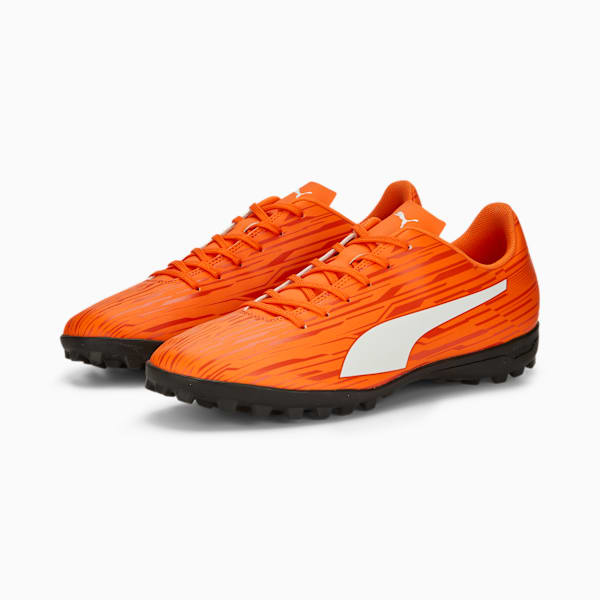 Rapido III Men's Turf Football Trainers, Dragon Fire-PUMA White-Chili Powder-PUMA Black, extralarge-IND