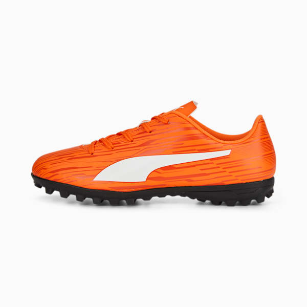 Rapido III Youth Turf Football Trainers, Dragon Fire-PUMA White-Chili Powder-PUMA Black, extralarge-IND