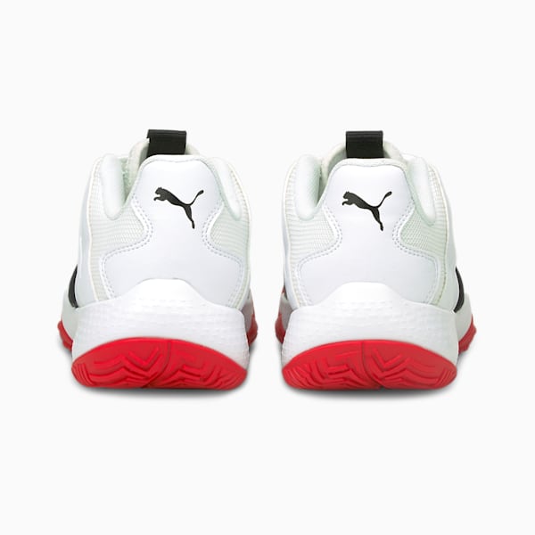 Accelerate Turbo Youth Indoor Sports Shoes, Puma White-Puma Black-High Risk Red, extralarge-IND