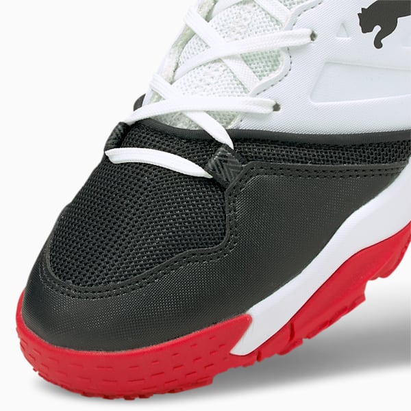 Accelerate Turbo Youth Indoor Sports Shoes, Puma White-Puma Black-High Risk Red, extralarge-IND