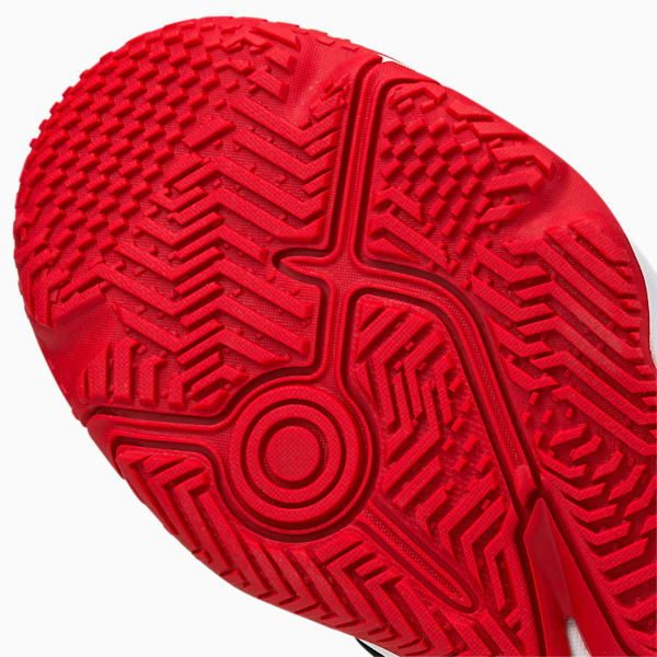 Accelerate Turbo Youth Indoor Sports Shoes, Puma White-Puma Black-High Risk Red, extralarge-IND