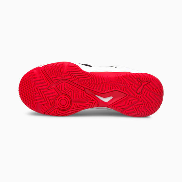 Accelerate Turbo Youth Indoor Sports Shoes, Puma White-Puma Black-High Risk Red, extralarge-IND